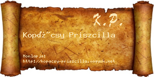 Kopácsy Priszcilla névjegykártya